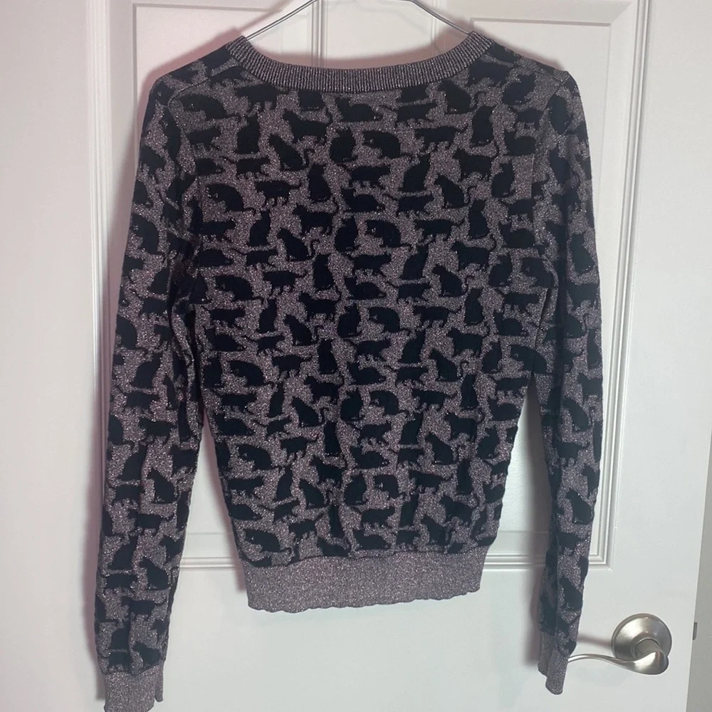 Divided by H&M Black Cat Metallic Pink Knit Sweater Size S - Picture 3 of 7
